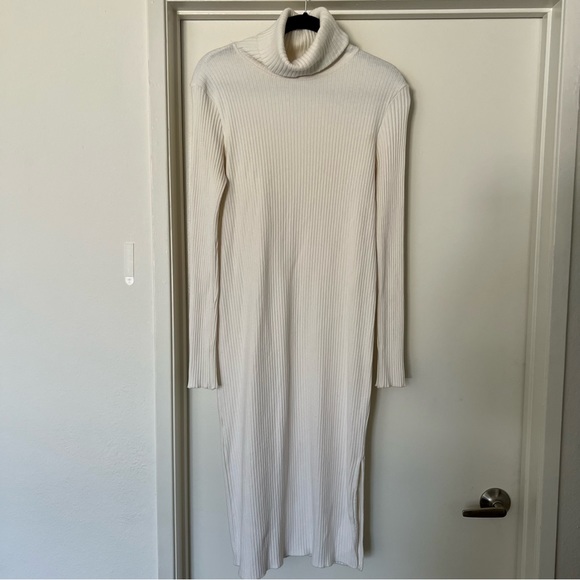 Ribbed Turtleneck Dress in Natural - Picture 3 of 3